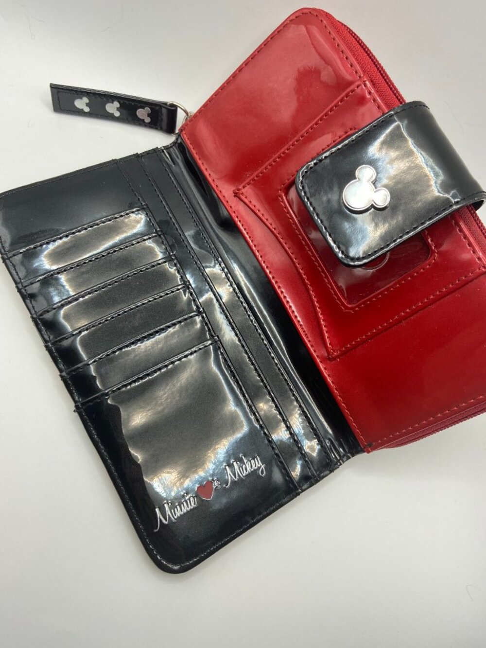 Disney Parks Loungefly Wallet Mickey and Minnie Red & Black Patent Leather 2016 - Picture 5 of 15